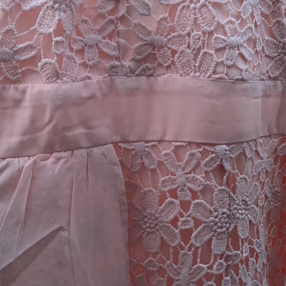 ❌DONATED❌Peach Blush Crochet Floral Lace Detailed Lined Maxi Romper - Picture 13 of 15